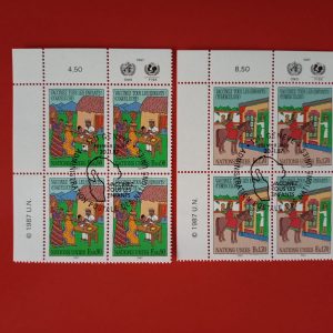 Natiunile Unite Geneva 1987 - serie completa in blocuri de 4 - stampile prima zi (Michel13euro)
