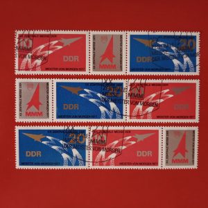 DDR 1977 - serie completa in straif cu vigneta x3 - diferite structuri