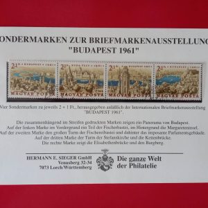 Ungaria 1961 - serie completa - straif in carton filatelic (Michel22euro)