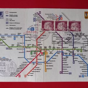 Berlin 1984 - harta metroului din Berlin - francatura filatelica cu stampile prima zi