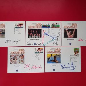 Germania 1984 - lot 20 FDC cu autografele sportivilor germani medaliati cu aur la JO vara Los Angeles 1984