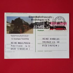 Germania 1988 - CP circulata 8.8.88 - stampila feroviara ocazionala