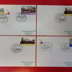 Germania 2013 - 4 plicuri aniversare - stampile feroviare prima zi