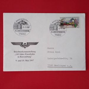 Germania 1987 - plic feroviar aniversar - stampile prima zi