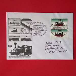 Germania 1985 - plic feroviar circulat - stampile prima zi