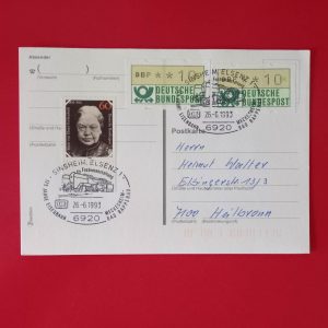 Germania 1993 - CP circulata - stampile feroviare aniversare prima zi