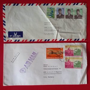 Indonezia 1975/1976 - 2 plicuri circulate in Germania - posta aeriana