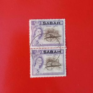 Malaezia (Sabah) 1964 - pereche verticala - supratipare Borneo de Nord