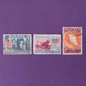 Malaya (Federatia Malaeziana) 1957 - prima emisiune - serie deparaiata (lipsa o valoare)